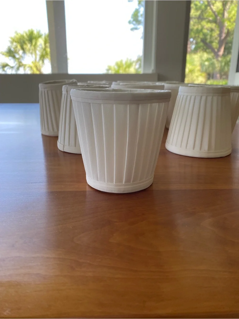 Ivory Side Pleated Silk Mini Lamp Shades -